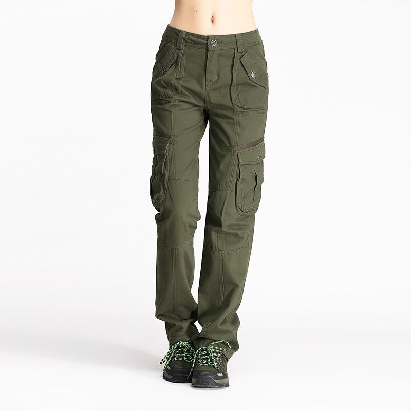 Women Cargo Pants Regular Straight Trousers