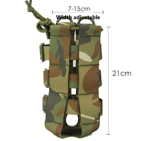 Tactical MOLLE Water Bottle Pouch Kettle Bag Adjustable Waterproof 0.5-2.5L