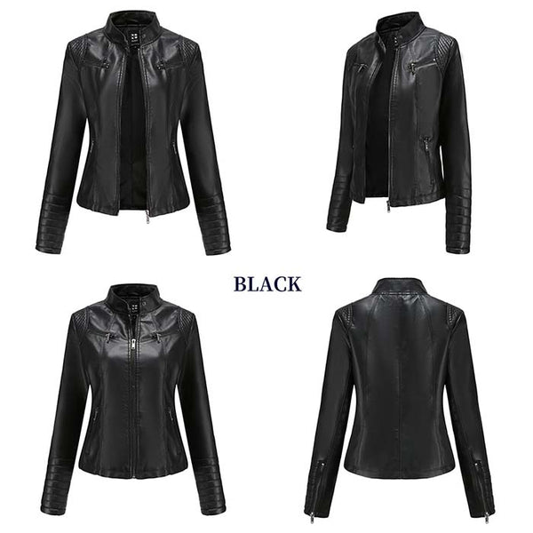 Women PU Faux Leather Autumn Biker Jacket