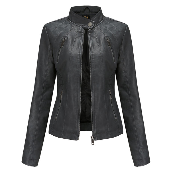 Women PU Faux Leather Streetwear Biker Jacket