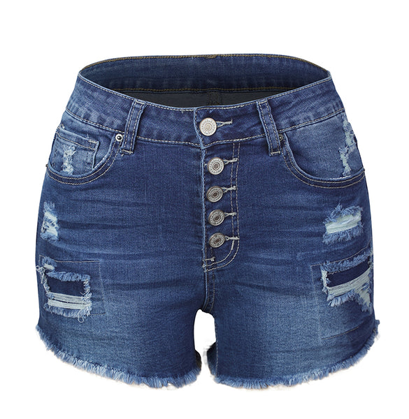 Women Patchwork Denim Shorts