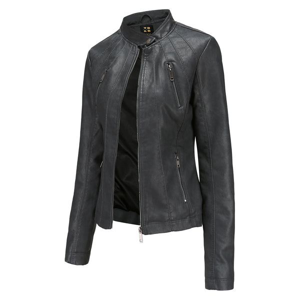 Women PU Faux Leather Streetwear Biker Jacket