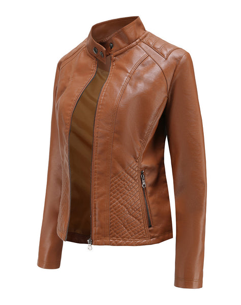 Women PU Faux Leather Street Casual Biker Jacket