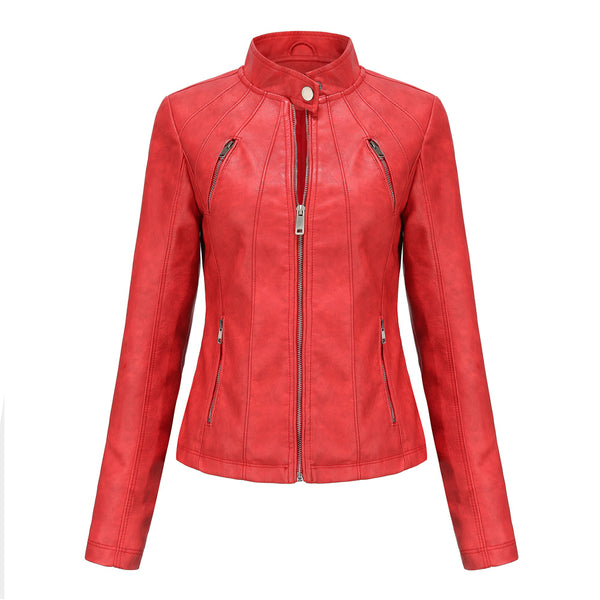 Women PU Faux Leather Streetwear Biker Jacket