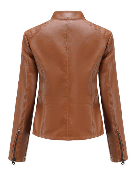 Women PU Faux Leather Street Casual Biker Jacket