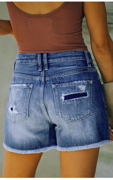 Women Patchwork Denim Shorts