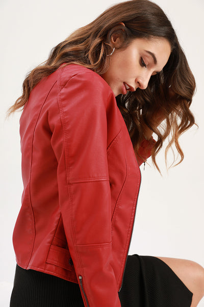 Women PU Faux Leather Urban Classic Biker Jacket