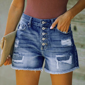 Women Patchwork Denim Shorts