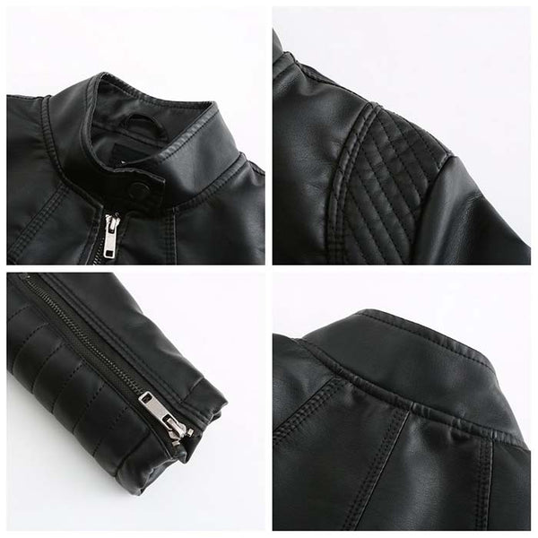 Women PU Faux Leather Autumn Biker Jacket