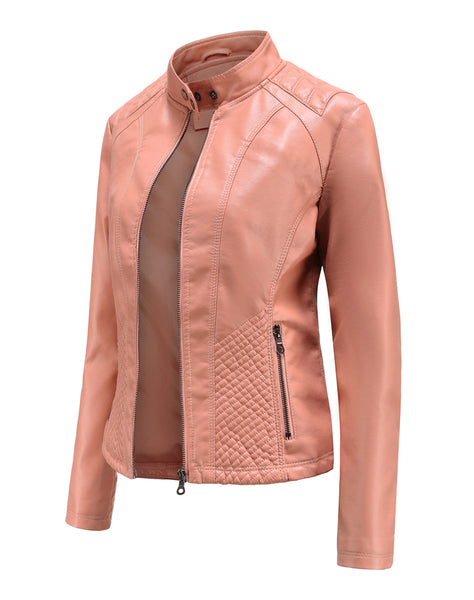 Women PU Faux Leather Street Casual Biker Jacket