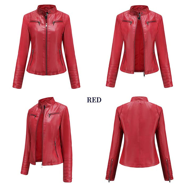 Women PU Faux Leather Autumn Biker Jacket