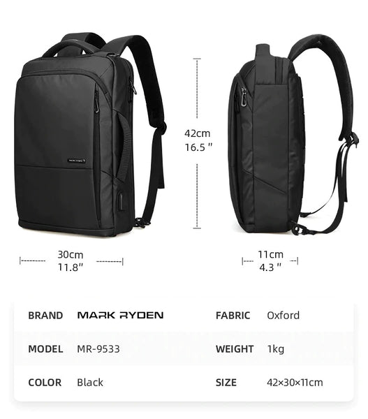 Mark Ryden MR-9533 15.6-inch Laptop Computer Backpack USB Charging