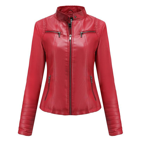 Women PU Faux Leather Autumn Biker Jacket