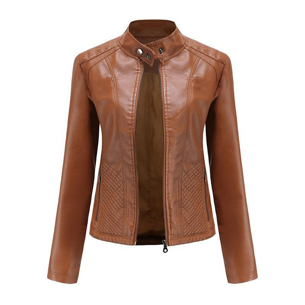 Women PU Faux Leather Street Casual Biker Jacket