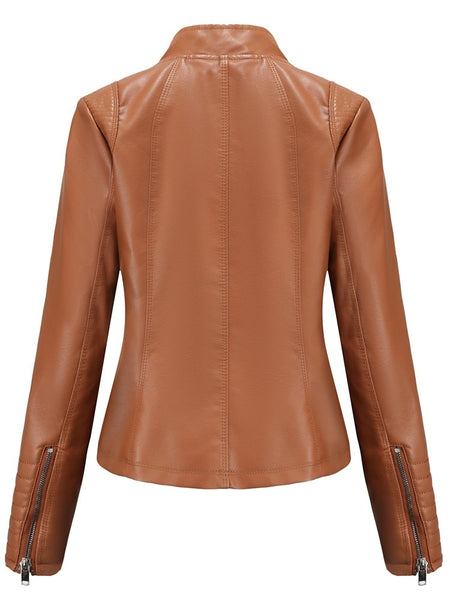 Women PU Faux Leather Autumn Biker Jacket