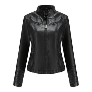 Women PU Faux Leather Autumn Biker Jacket