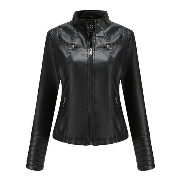 Women PU Faux Leather Autumn Biker Jacket