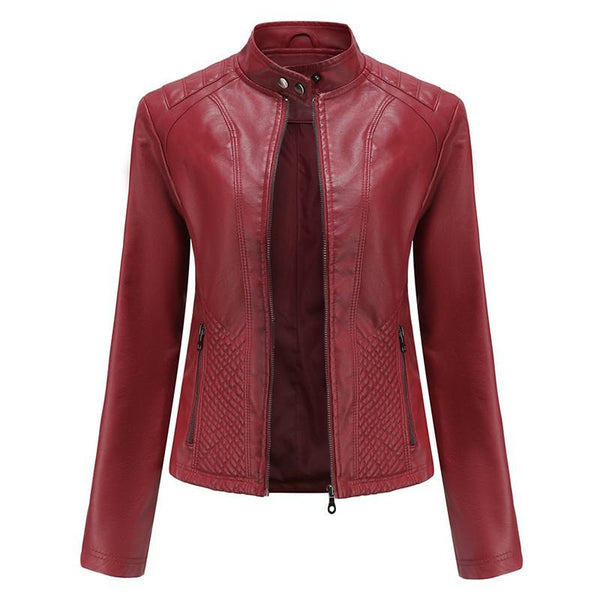 Women PU Faux Leather Street Casual Biker Jacket