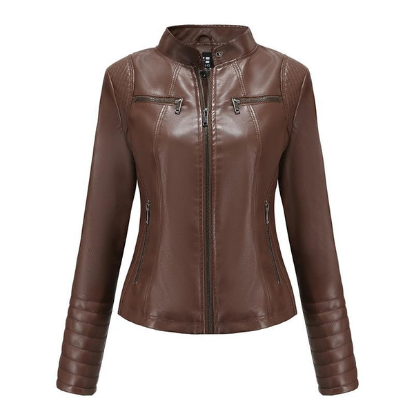 Women PU Faux Leather Autumn Biker Jacket