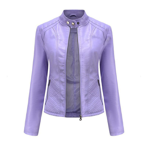 Women PU Faux Leather Street Casual Biker Jacket