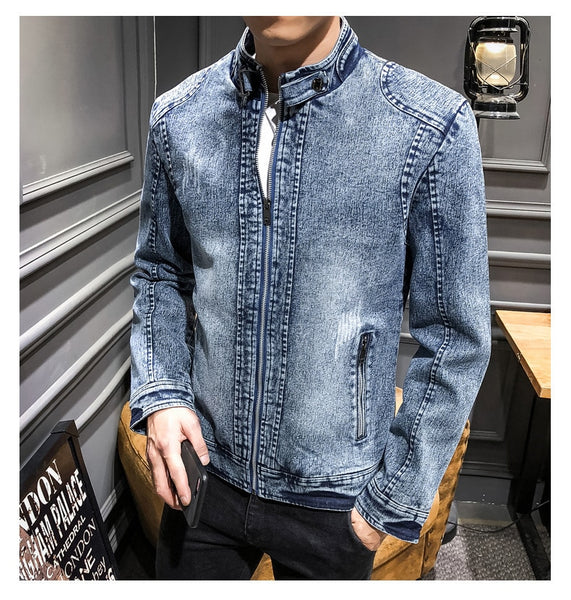 Mens New Trend Casual Slim Fit Denim Jacket