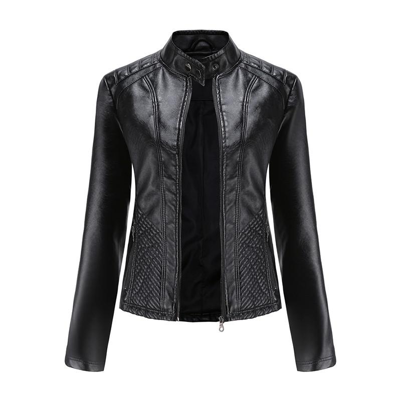 Women PU Faux Leather Street Casual Biker Jacket