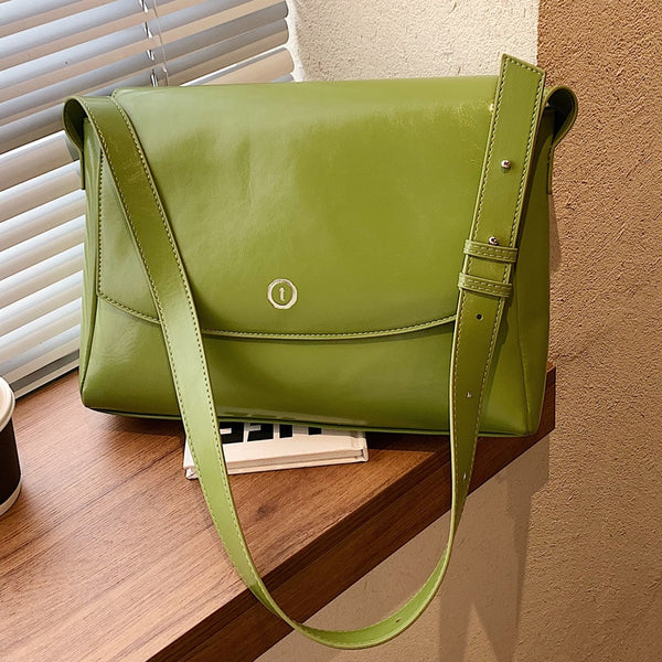 Women Retro Unicolor Messenger Bag