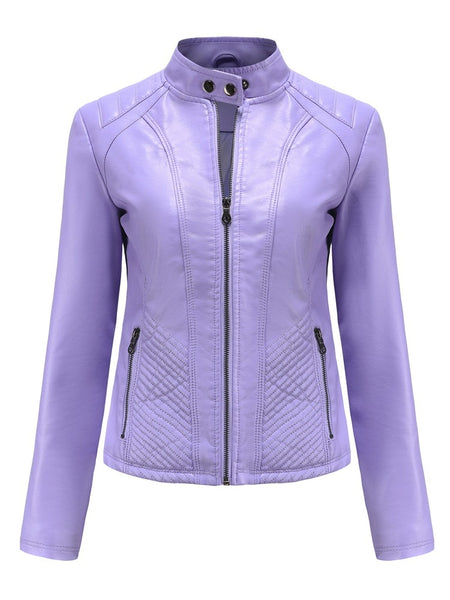 Women PU Faux Leather Street Casual Biker Jacket