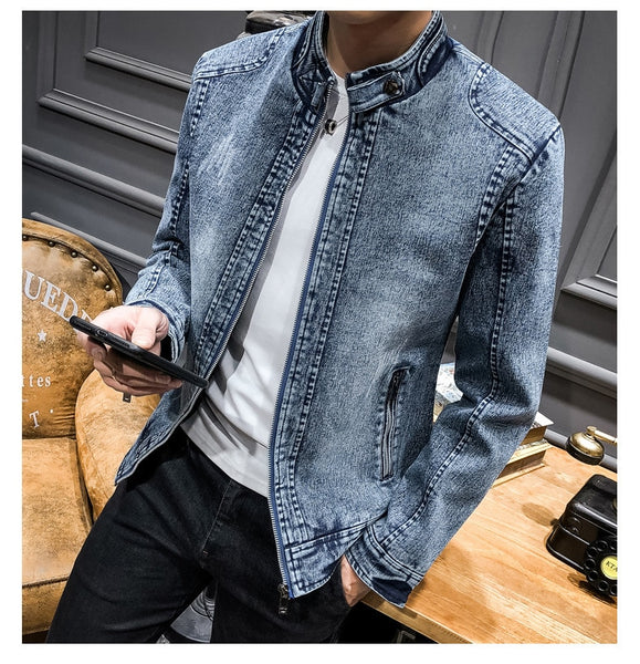 Mens New Trend Casual Slim Fit Denim Jacket