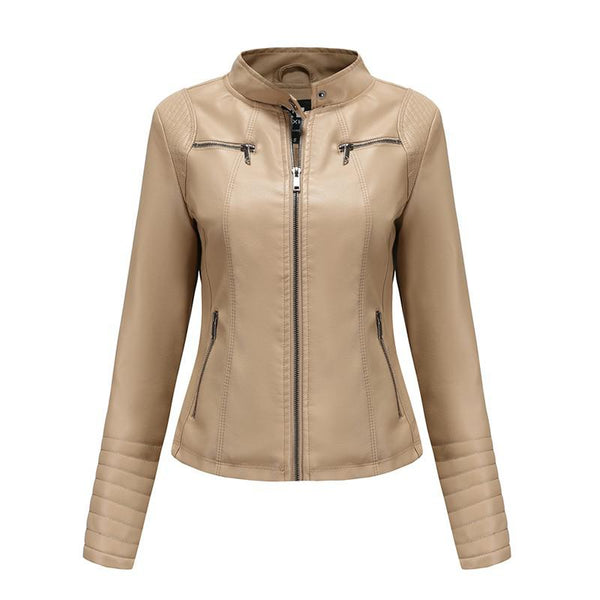 Women PU Faux Leather Autumn Biker Jacket