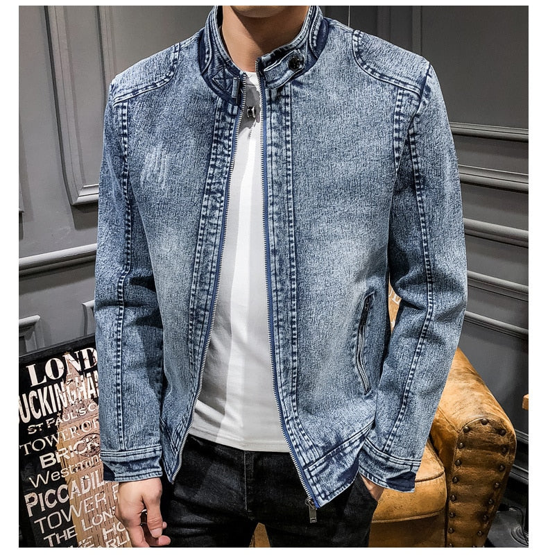 Mens New Trend Casual Slim Fit Denim Jacket