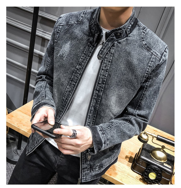 Mens New Trend Casual Slim Fit Denim Jacket