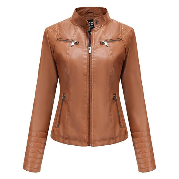 Women PU Faux Leather Autumn Biker Jacket