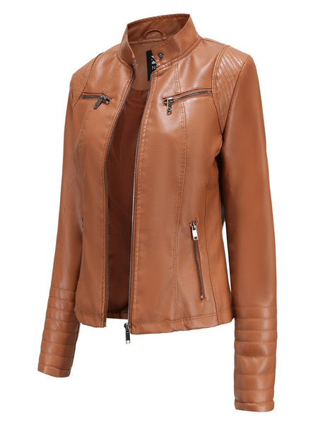 Women PU Faux Leather Autumn Biker Jacket