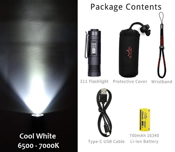 OTR 311 Mini LED Flashlight USB-C Direct Charge 720lm