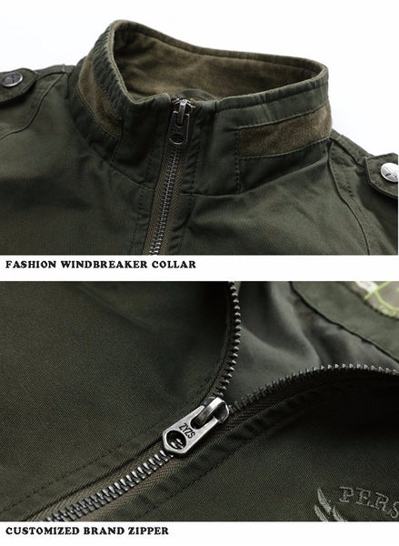 Women Military Stand Collar Slim Jacket