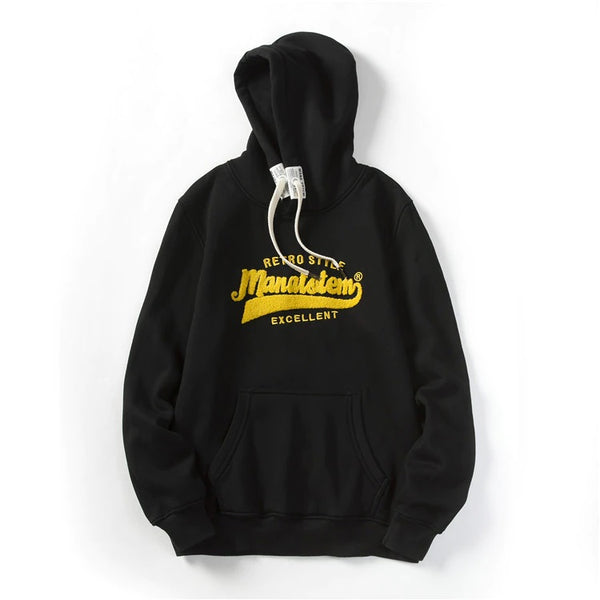Mens Embroidery Loose Fit Warm Hoodie