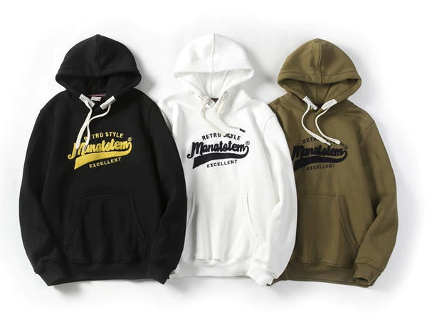 Mens Embroidery Loose Fit Warm Hoodie
