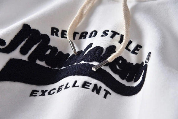 Mens Embroidery Loose Fit Warm Hoodie