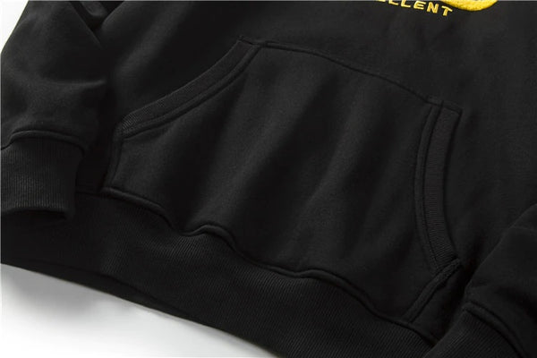 Mens Embroidery Loose Fit Warm Hoodie