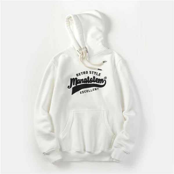 Mens Embroidery Loose Fit Warm Hoodie