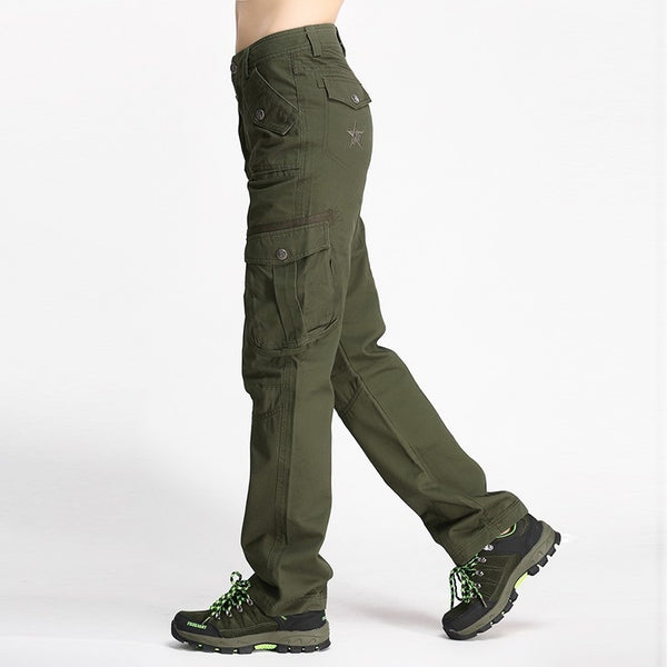 Women Cargo Pants Regular Straight Trousers