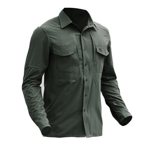 Tactical Mens Cargo Shirt Quick Dry Long Sleeve