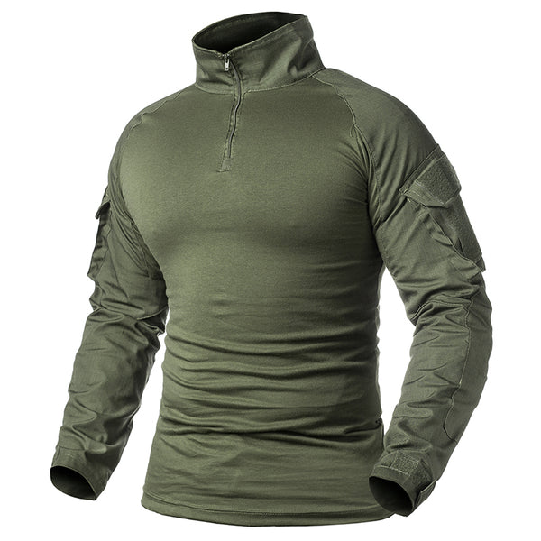 Tactical Mens 1/4 Zip T-Shirt Ripstop Long Sleeve