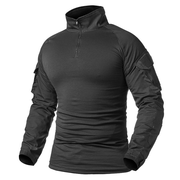 Tactical Mens 1/4 Zip T-Shirt Ripstop Long Sleeve