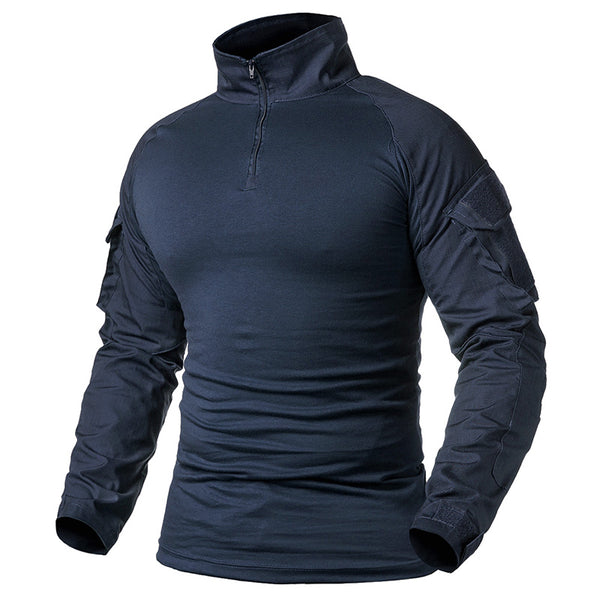 Tactical Mens 1/4 Zip T-Shirt Ripstop Long Sleeve