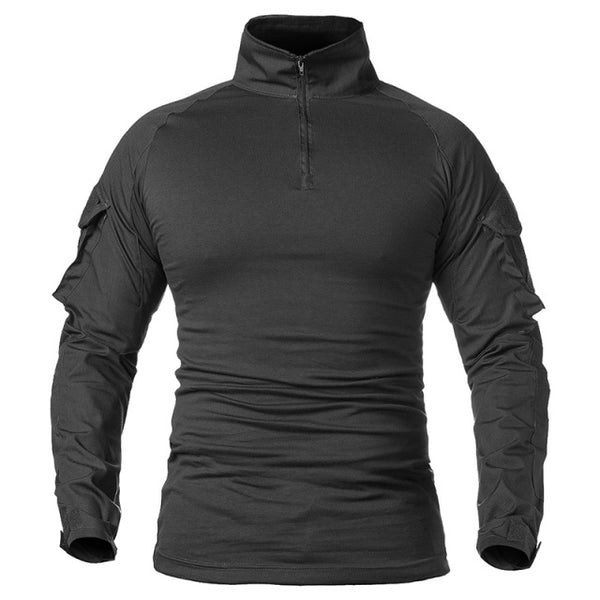 Tactical Mens 1/4 Zip T-Shirt Ripstop Long Sleeve