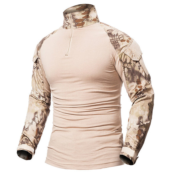 Tactical Mens 1/4 Zip T-Shirt Ripstop Long Sleeve