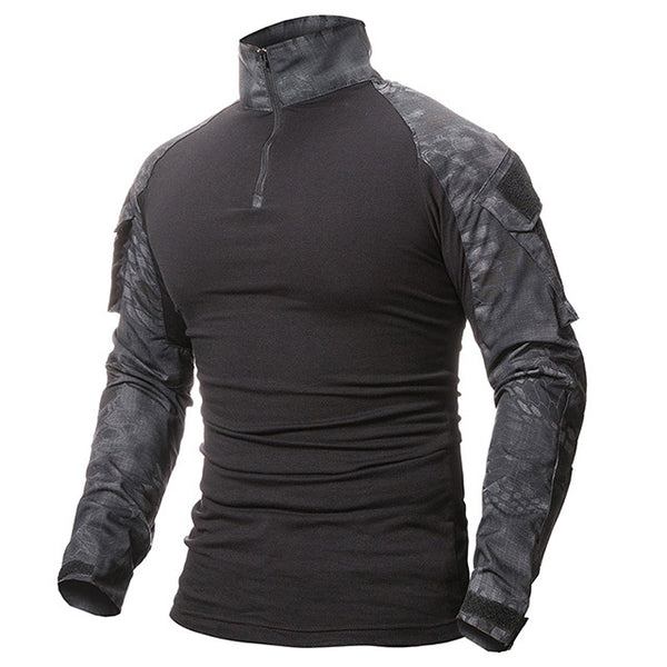 Tactical Mens 1/4 Zip T-Shirt Ripstop Long Sleeve