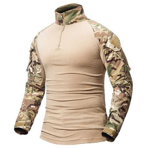 Tactical Mens 1/4 Zip T-Shirt Ripstop Long Sleeve